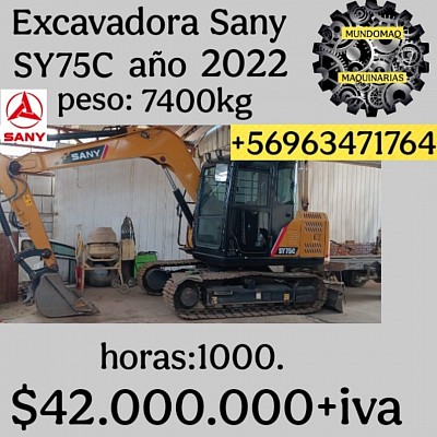 EXCAVADORA HIDRÁULICA SANY SV75C AÑO 2022