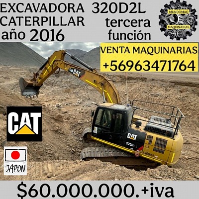 EXCAVADORA CATERPILLAR MODELO 320D2L AÑO 2016 CON TERCERA FUNCIÓN